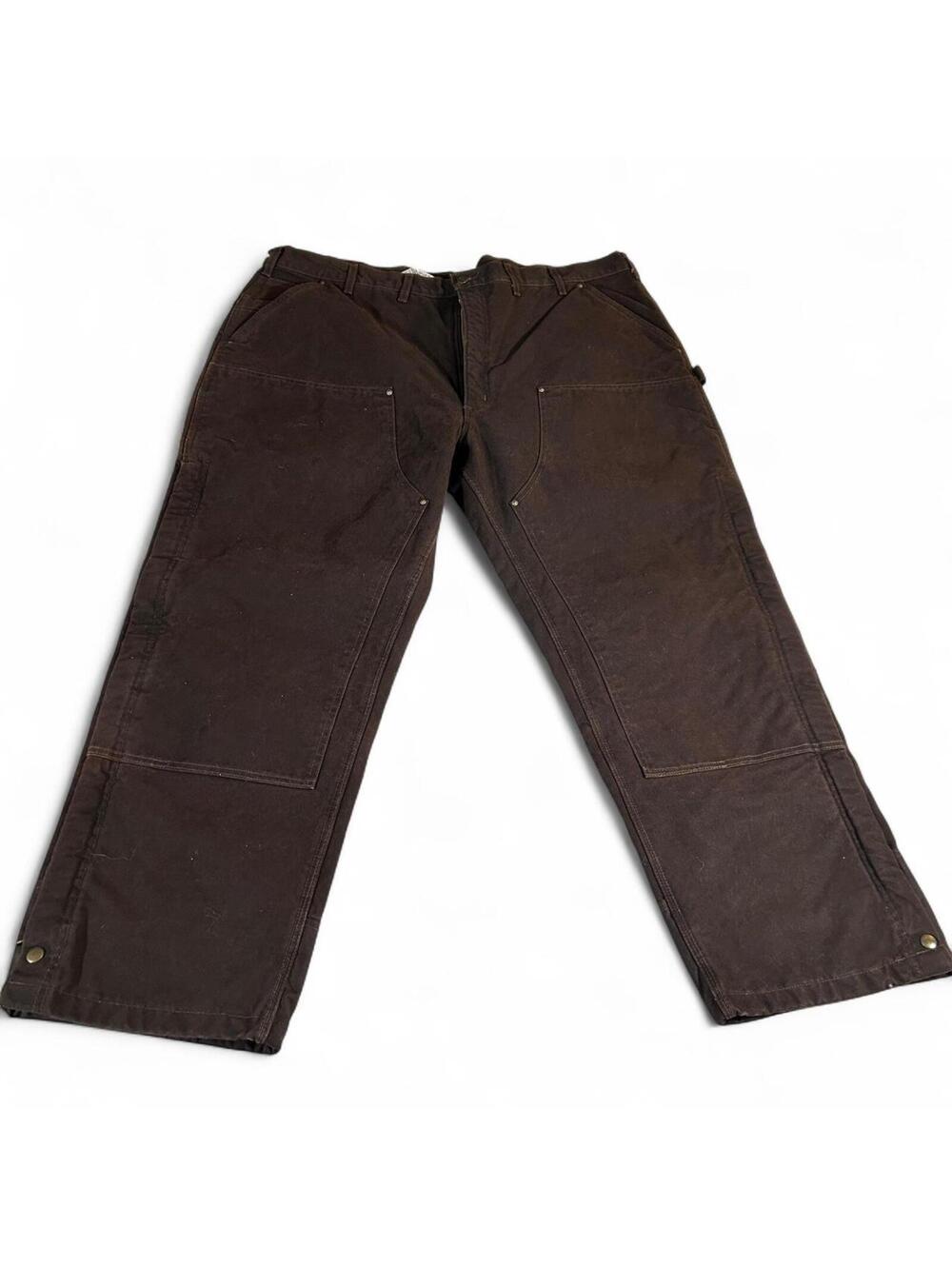 Carhartt Sandstone Waist Overall Pants Quilt Lined Men’s 48x32 Brown Boot Cut